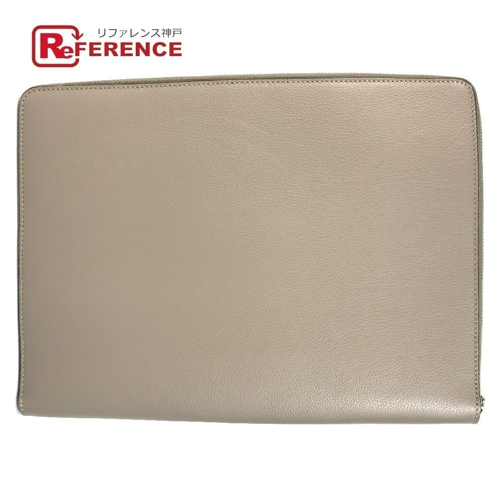 Fendi PC Case Laptop Shoulder Bag Pouch Clutch Greige Gray
